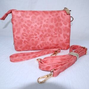 Small Clutch Convertible to Wristlet or Crossbody with Detachable Straps Leopard